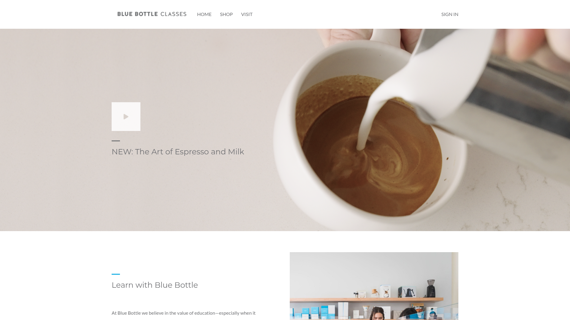 2. Blue Bottle Coffee, Online Classes Homepage