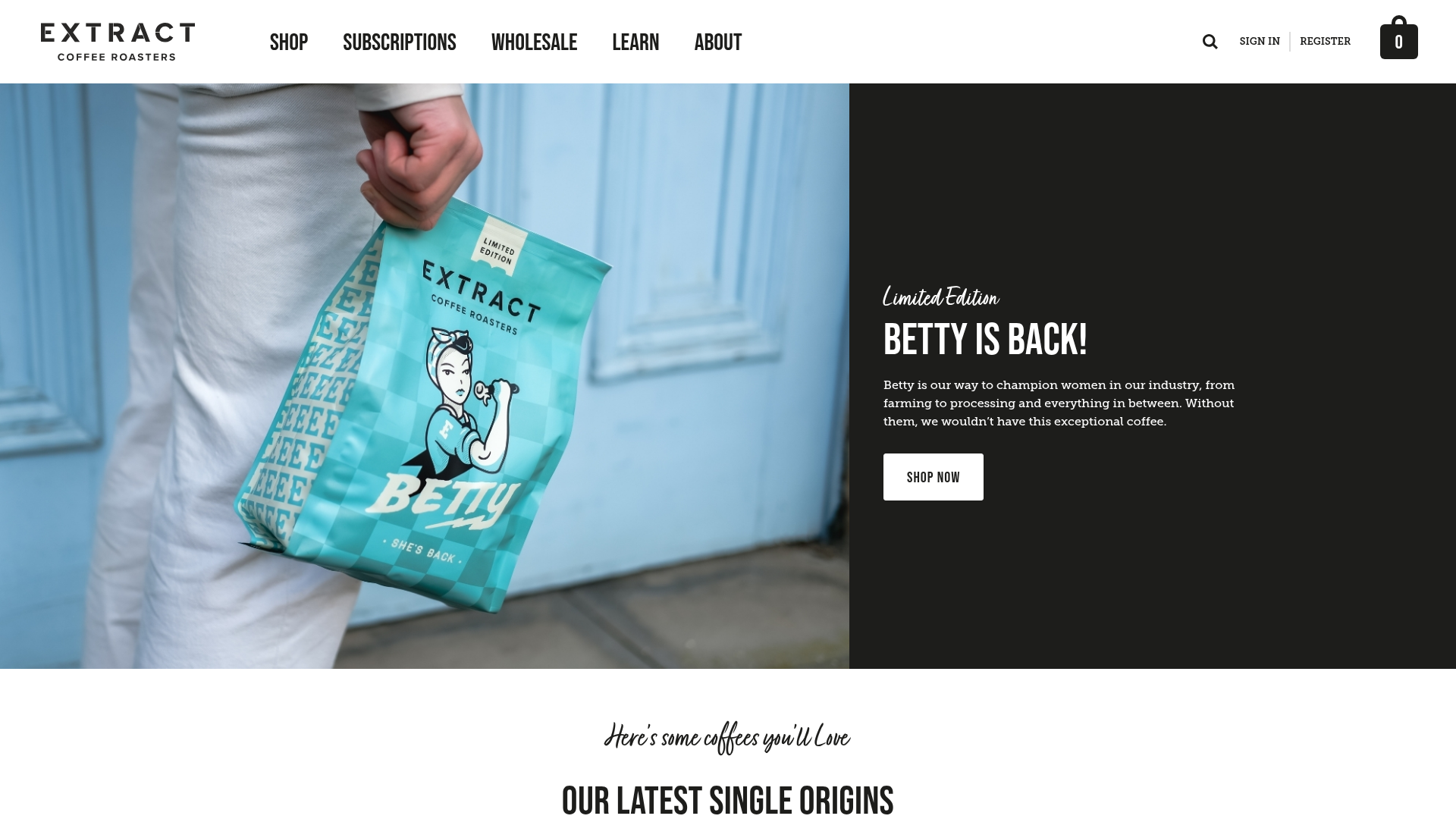 4. Extract Coffee Roasters Homepage