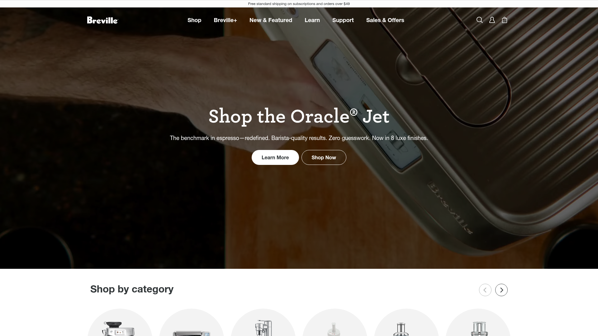 3. Breville (Steam Wand Espresso Machines) Homepage